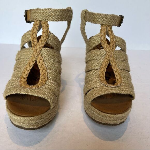 Blowfish Malibu Tan Rope Wedge Sandals with Braided Design Size 6 - Picture 2 of 9